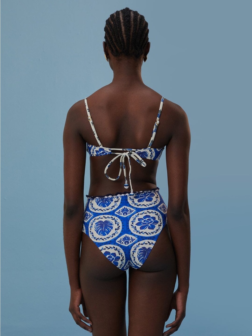Farm Rio Blue Tile Bikini Top - Picture 5 of 7